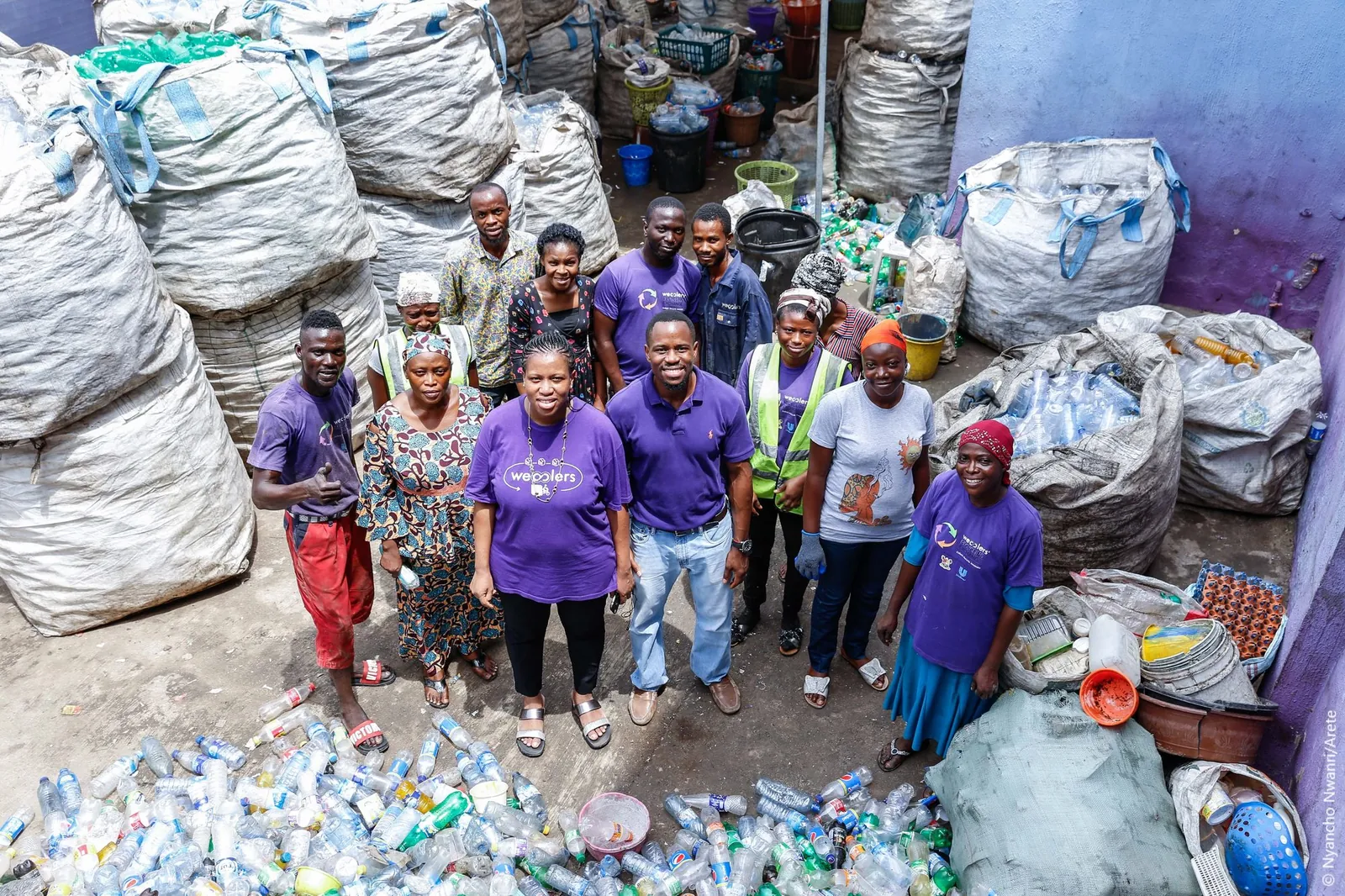 A collector recovering recyclable plastic